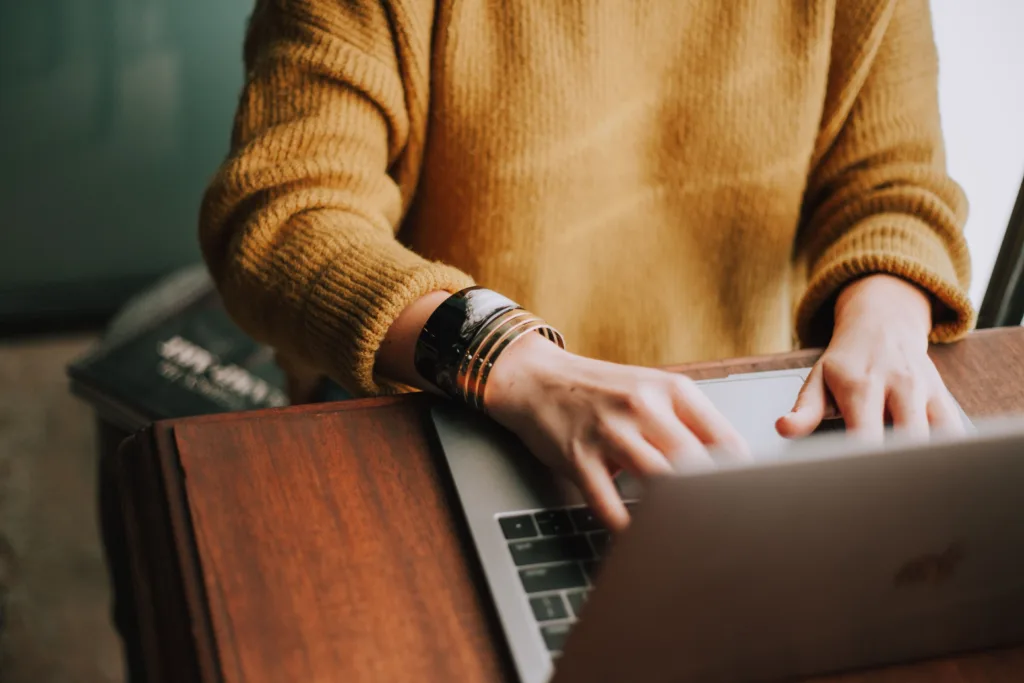  a person working on her laptop