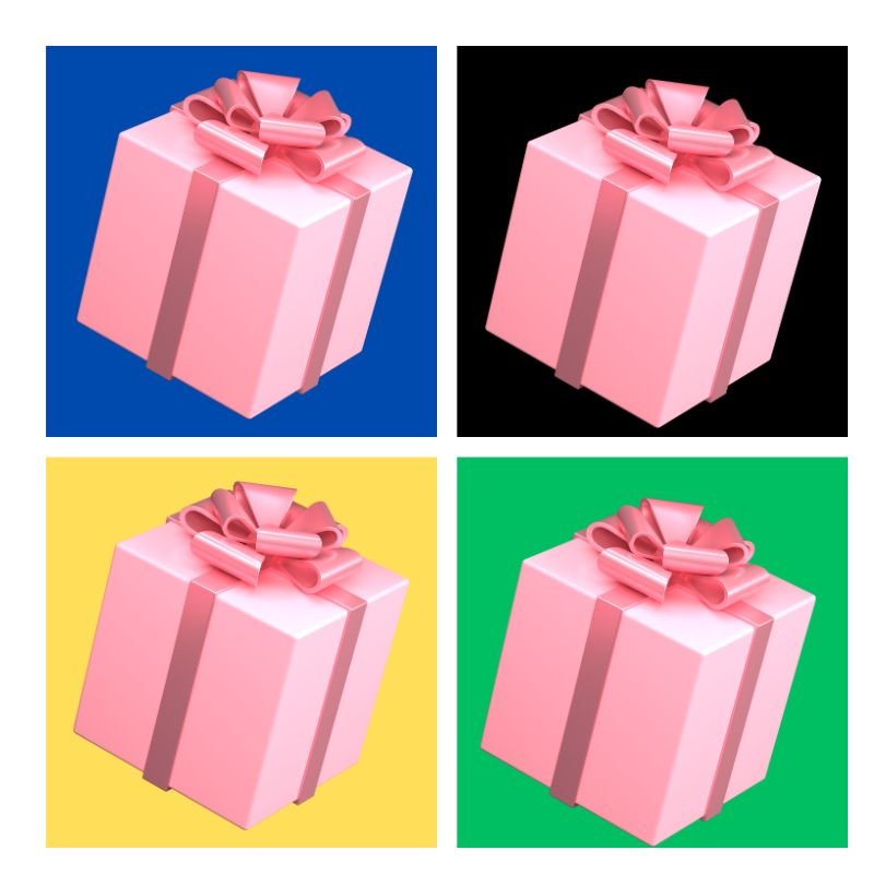 gift box with different background colors